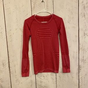 Lululemon long sleeve pink striped shirt